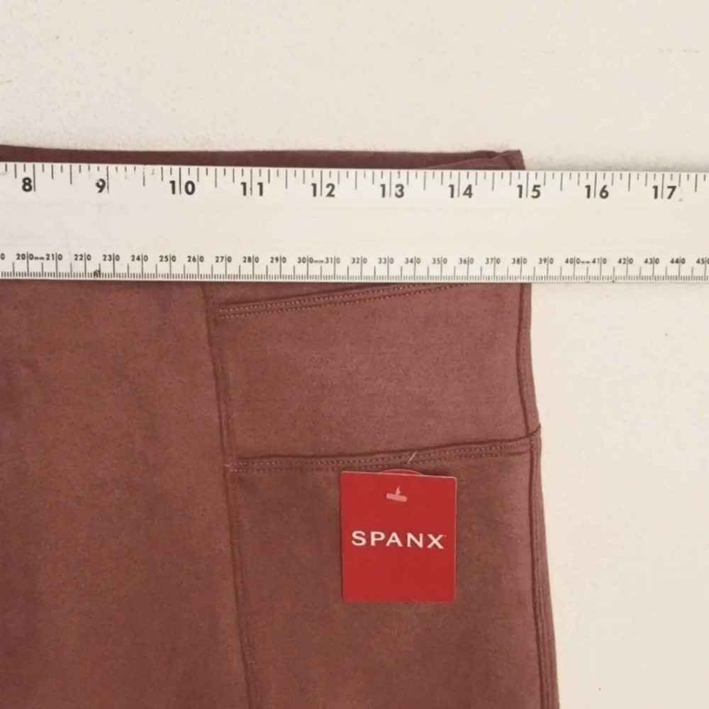 SPANX Faux Suede Leggings Women's Size Large Color Rich Rose - Picture 4 of 11